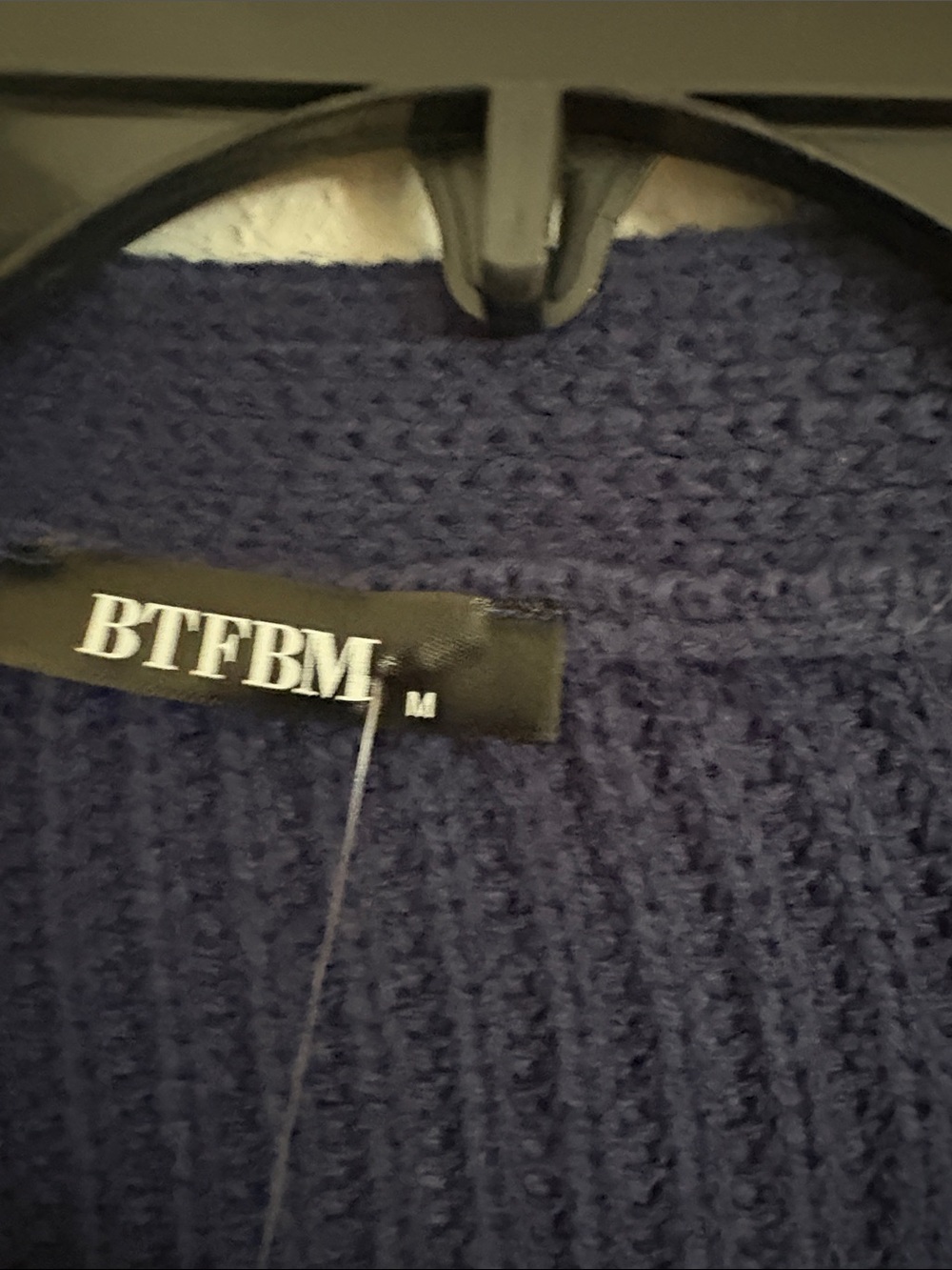 RiffRaff Navy Ribbed Button-Front Cardigan - Picture 3 of 4